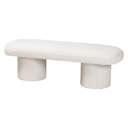 Baxton Studio Laria Modern White Teddy-Bear Fabric Accent Bench